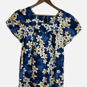 VTG Hawaiian Aloha Mo'i Mumu House Dress L Tropical Kaftan Tiered Puff Sleeve